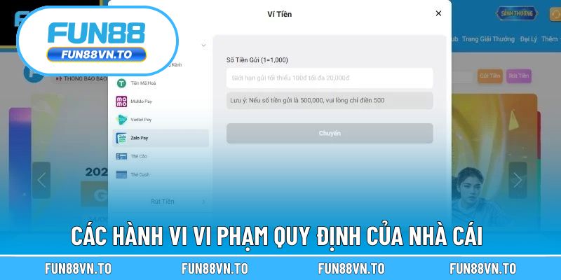 Hành vi nghiêm cấm tại nhà cái